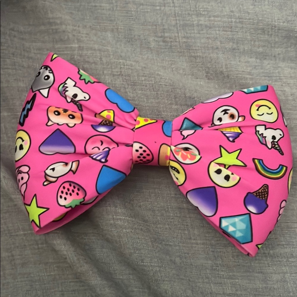 Emoji Print Pink Hair Bow
